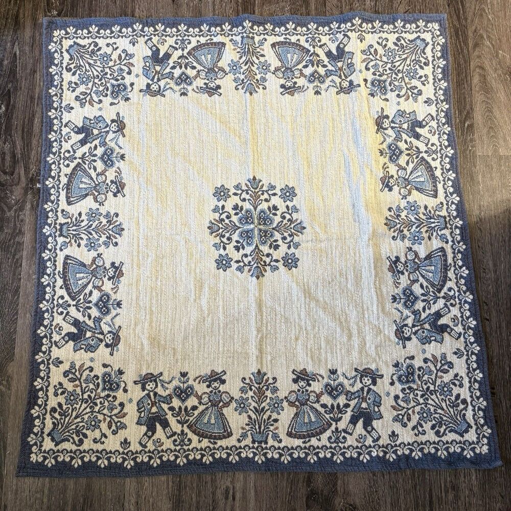 Tiroler Webkunst Woven Austria Folklore Table Cloth 34x36 Haller Textilewerks